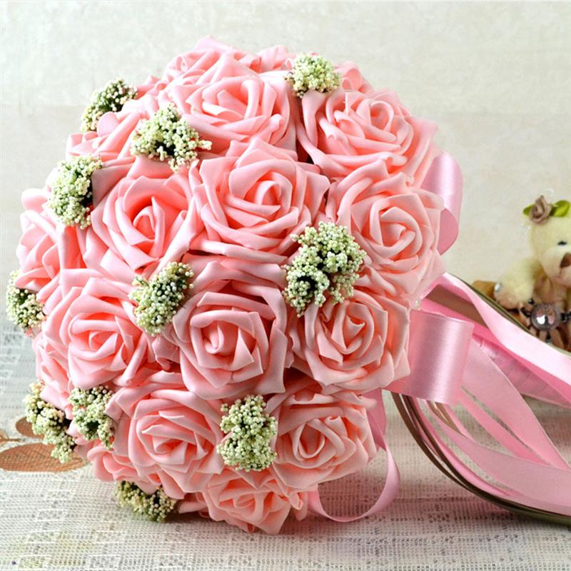 Bryllupsbukett silke brudepikebukett brudebukett kunstige blomster til bryllupsfest: Stil 9