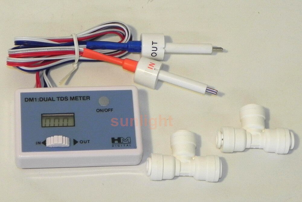 Hm digital dm -1 hjemmevand ledningsvand in-line dual tds monitor kan måle både indlagt vand og udlagt vand