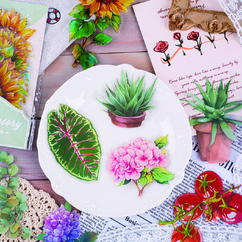 4 styl 8 sztuk letni deszcz las seria roślin motyw roślin naklejki DIY naklejki Scrapbooking materiał ręcznie robiony pamiętnik album