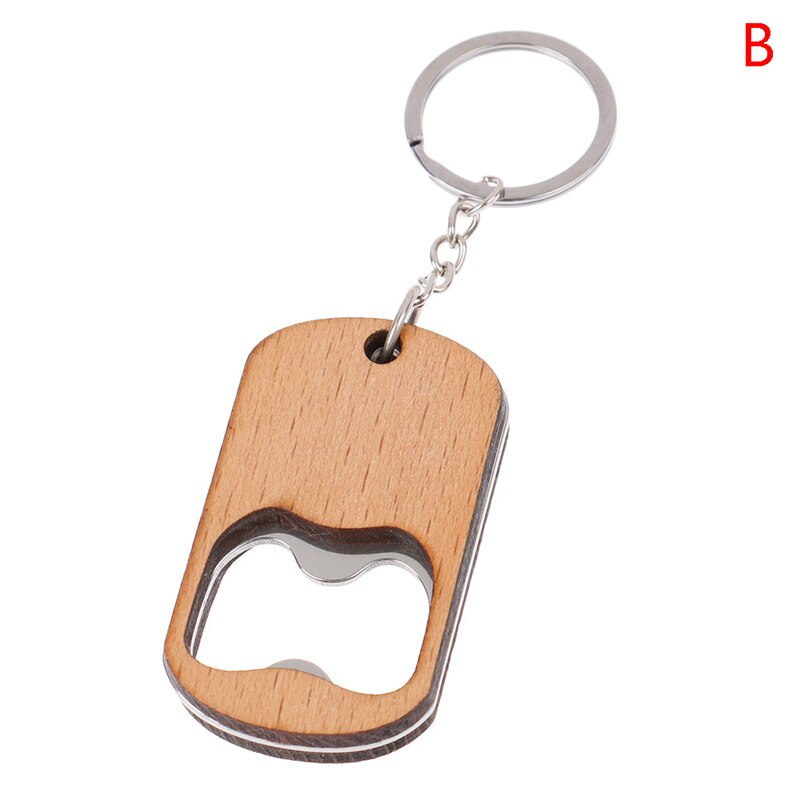 Wooden Bottle Opener Key Chain Wood Unique Can Opener Kitchen Tool Wood Unique: B