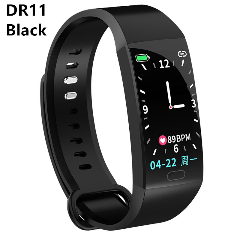 Smart Bracelet Waterproof Sport Health Smart Band Heart Rate Monitor Blood Pressure Fitness Tracker Watch PK Mi Band 3 4: DR11 Black