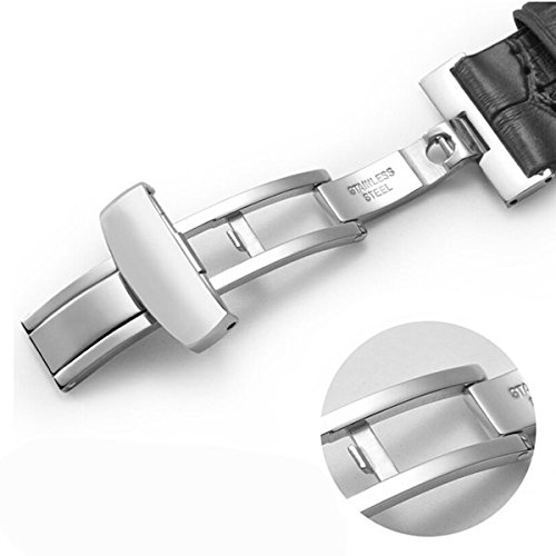 Stainless Steel Push Button Automatically Open Double Push Button Butterfly Deployment Buckle Clasp Leather Strap Buckle