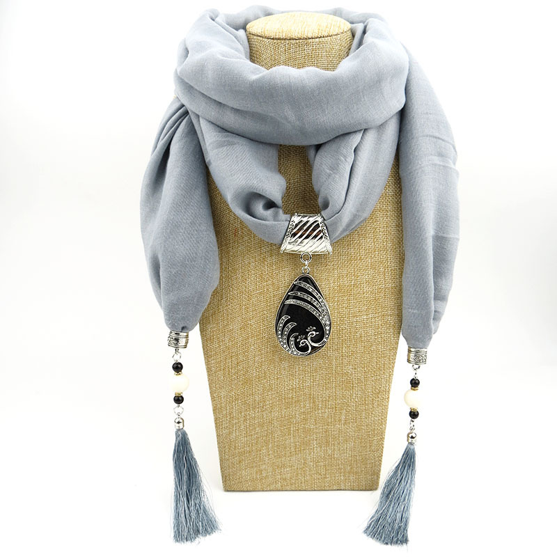 luxus Frauen Schmuck Anhänger Wasser Tröpfchen Baumwolle Schal Lange Quaste wickeln Weich Halskette Weibliche Foulard Muslimischen Kopf scarve: 5