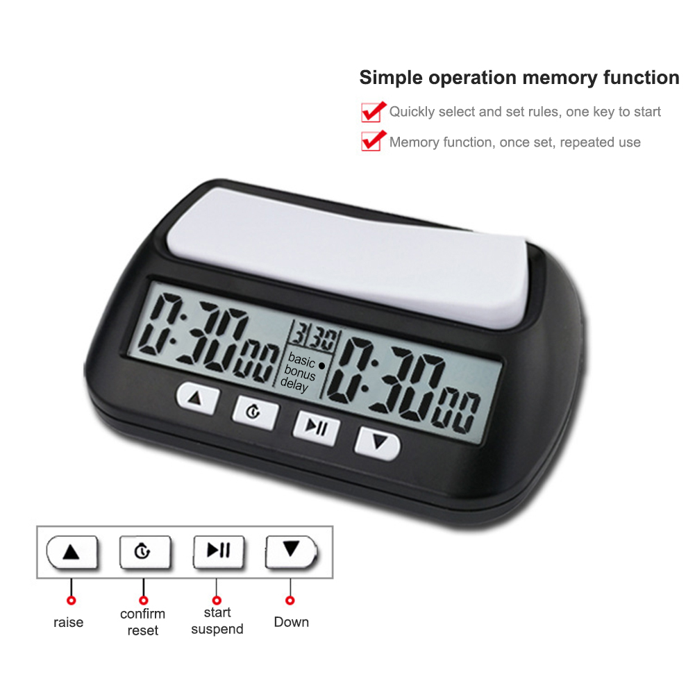 Chess Clock Count Up Down Timer Multipurpose Digital Watch Portable Board Game Timer Clock for International Chess