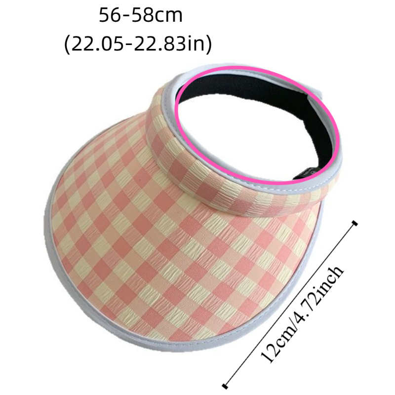 Plaid Print Large Brim Sun Hat Hair Hoop Style Pastoral Style Summer Empty Top Cap Breathable Anti-UV Sun Protection Hats Girl