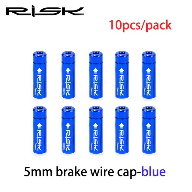 Risico 10 stks/doos Fiets Rem/Versnellingskabel Cap Alumium MTB Racefiets Derailleur Liner Tops Fiets Rem Versnellingskabel end Cap: 5mm Blue