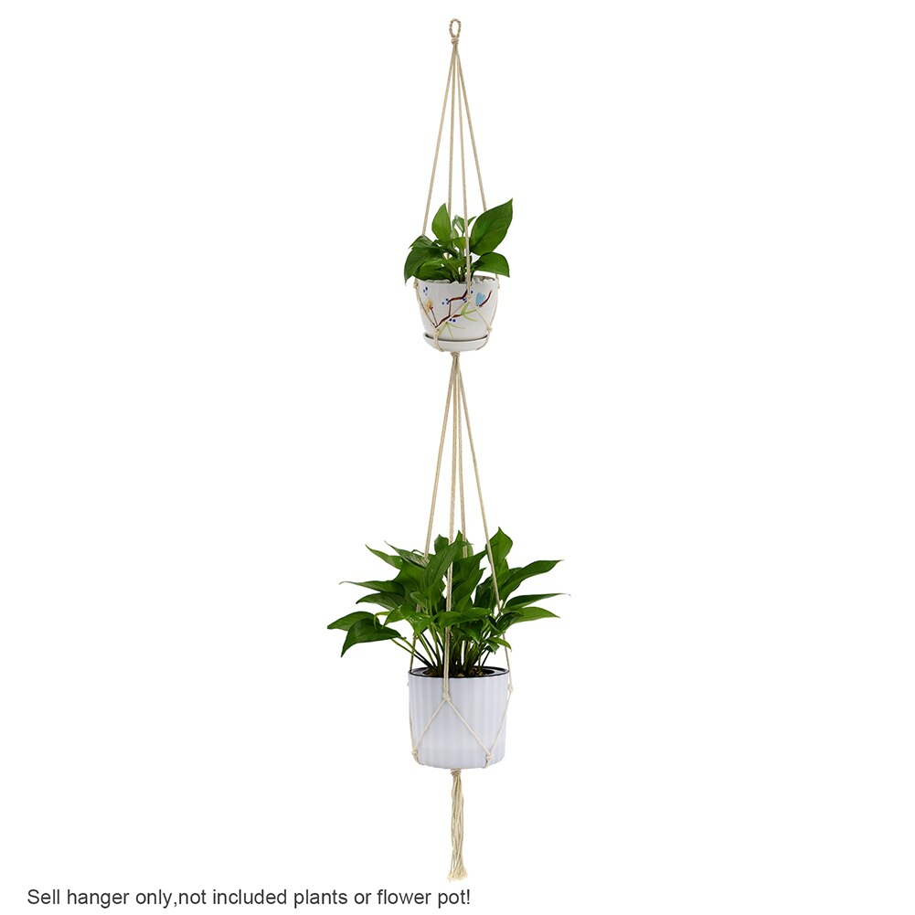 WITUSE 1PC Macrame Plants Hanger Hook 4 Legs Retro Flower Pot Hanging Rope Holder String Home Garden Balcony Decoration Wall Art: Type D 162cm