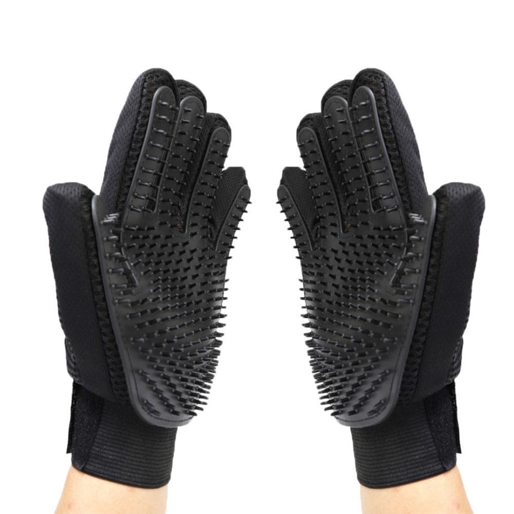 Guantes de aseo para mascotas, cepillo de Limpieza del cabello para perros y gatos, peine de goma negra, guante desodorizante con cinco dedos para mascotas, para perros y gatos,