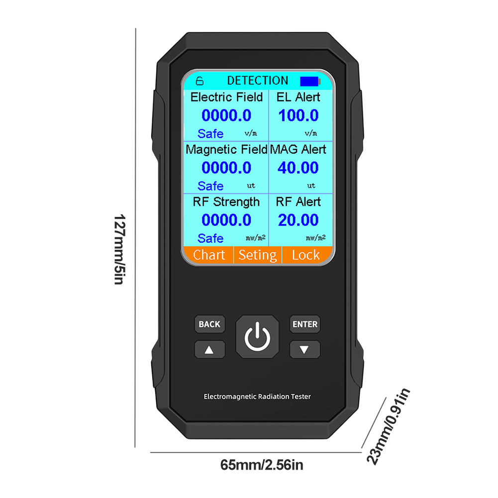 Rilevatore di radiazioni elettromagnetiche schermo a colori retroilluminato misuratore EMF campo elettrico campo magnetico Tester di radiazioni RF allarme sonoro: Cielo Blu