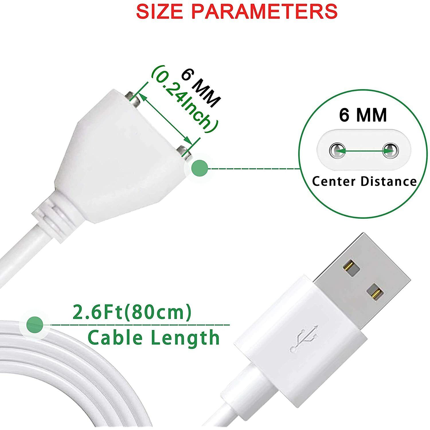 USB magnetische oplaadkabel vervangend opladersnoer voor Wand Massager Rechargea 6 mm (0,24 inch).
