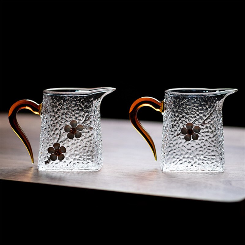 Grande théière japonaise en verre avec poignée, résistante à la chaleur, tasse à thé créative en verre de prunier 3D, motif marteau Transparent, Chahai