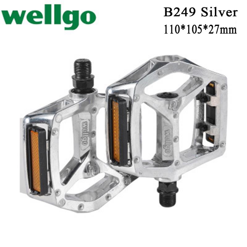 Wellgo Pedal M195 B249 C25 DU Bearing Lightweight Aluminum Alloy Pedals Ultralight Mountain Bike Bicycle Genuine Bicycle Pedal: B249 Silver