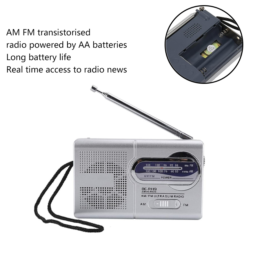 AM FM Radio Multi-function Mini Pocket FM Radio Speaker Receiver Telescopic Antenna Radio Receiver BC-R119
