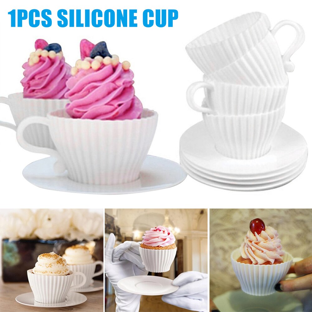 Spot siliconen bakvorm theekopjes met schoteltjes cupcakevorm theeservies herbruikbare cupcakevormen beste prijs