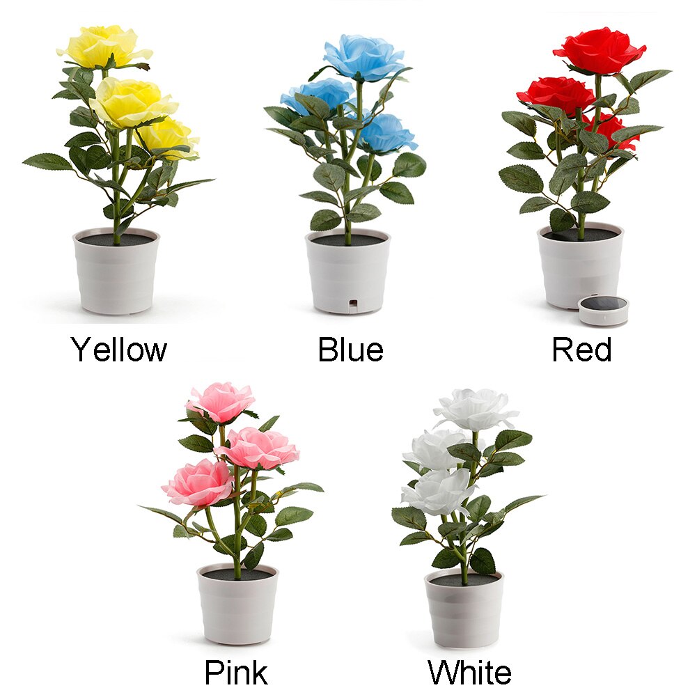 Solar- angetrieben Rasen Garten Balkon Hause Schlafzimmer LED Rose Dekorative Tisch Lampe Künstliche Anlage Nacht Blume Topf