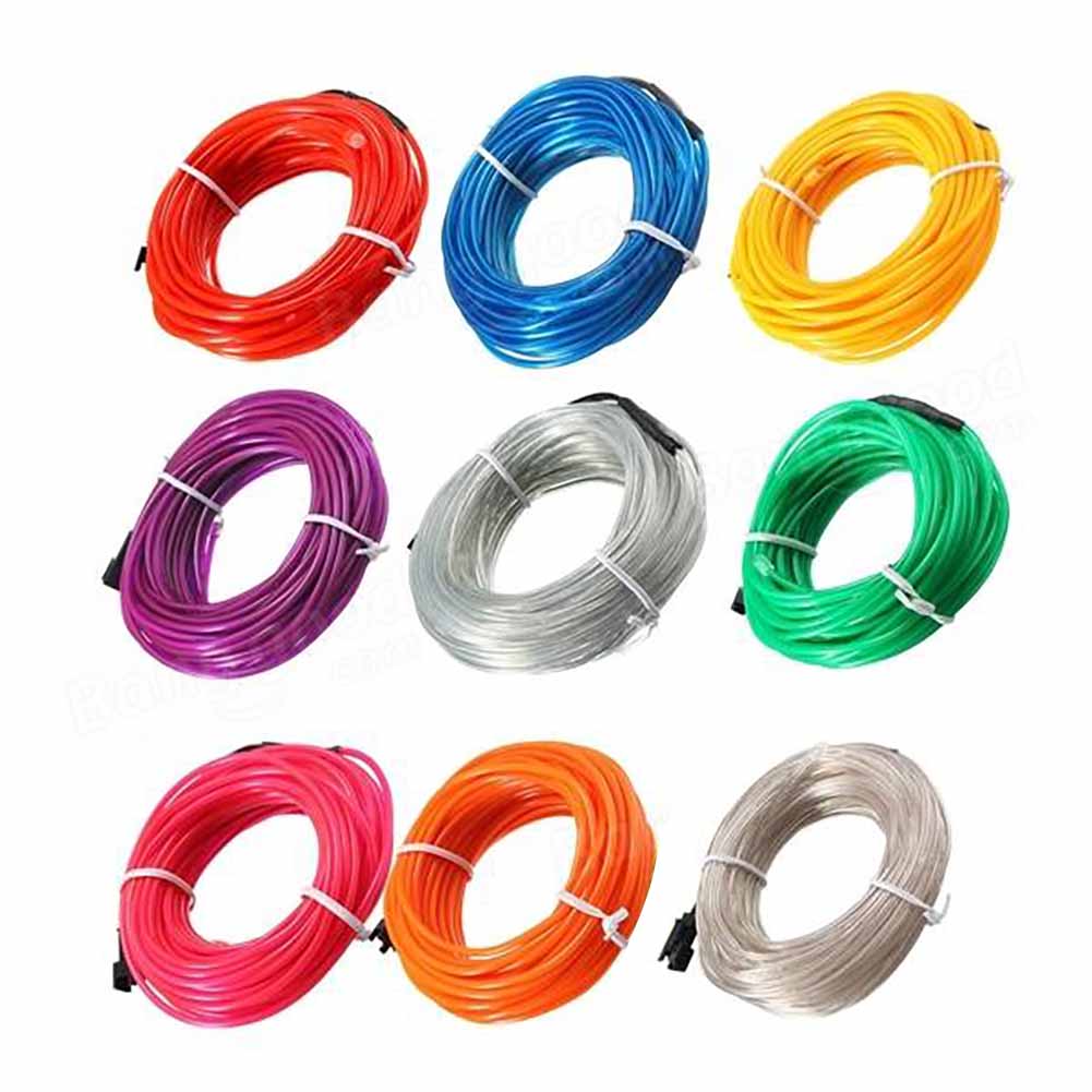LED Light 10M EL Wire String Light Rope Tube Controller Car Decor Waterproof Flexible Fairy Lights