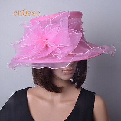 Rosa fucsia negro blanco Organza sombrero, sombrero de boda, Kentucky Derby sombrero para carreras, Copa de Melbourne, iglesia,. Ancho del borde 11 cm.: Pink