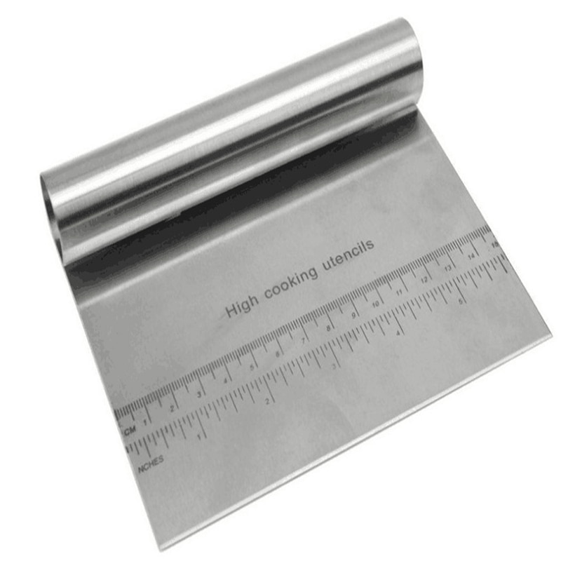 Bench Pastry Scraper Chopper Stainless Steel Kitchen Food Scraper Icing Smoother Blade with Measuring Scale forDough Cake Pizza