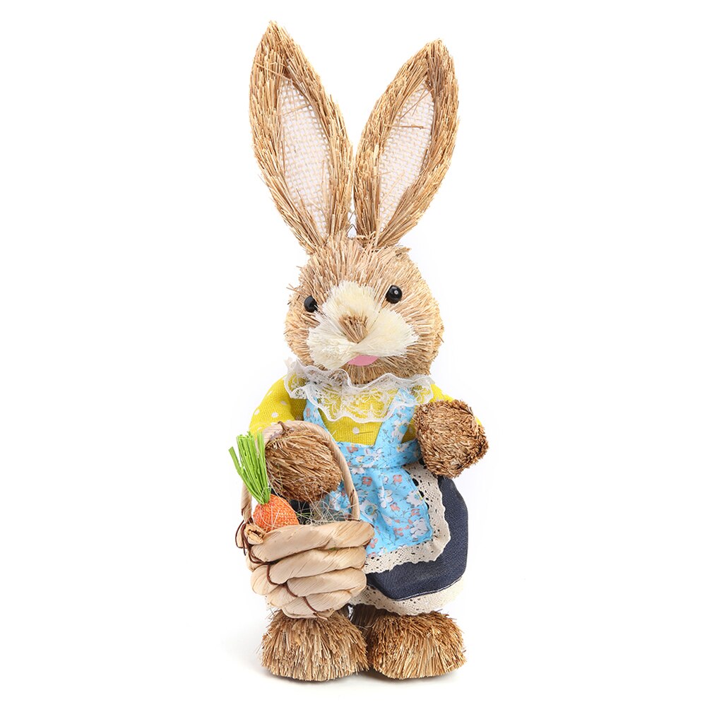 Søde kanin påske dekorationer håndlavet station kanin simulation halm kunst sjov legetøj børnehave børn hjemmeindretning: -en