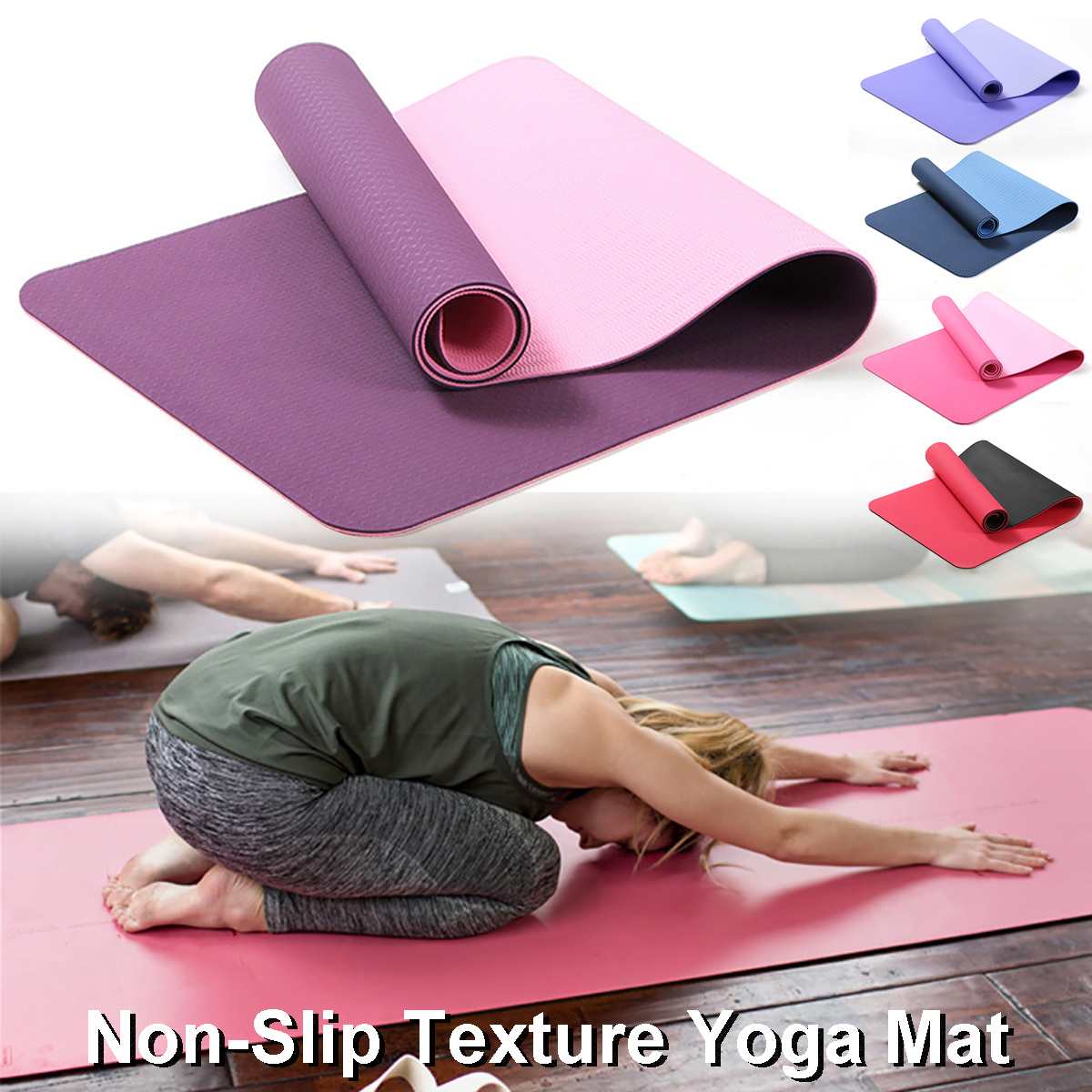 6mm tpe yogamat antislip sport fitness oefening pilates gym colchonete voor beginners 183 x 61 x 0.6cm