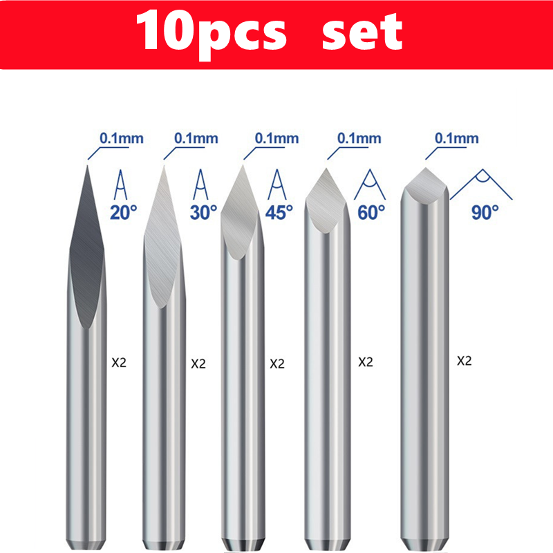 10 Uds broca de grabado CNC brocas de grabado piramidal de 3 bordes vástago de 3.175mm 20-90D fresa de extremo de carburo fresa de broca enrutadora CNC: 35mm