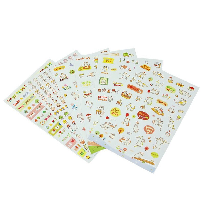6 Sheets Self Adhesive Photo Album Craft Stickers Scrapbooking Diary Decorating-Star & 6 Sheets Cute Cat Decoration DIY
