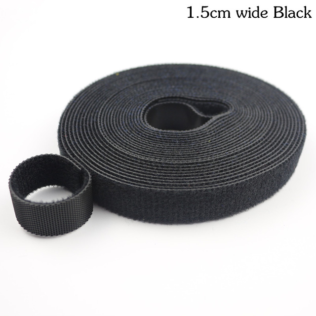 3 M Reusable Nylon Adhesive Fastener Tape Back to Back Power Wire Hooks Loops Fasteners Cable Ties Curtain Straps Magic Tape: 1.5CMx3M Black