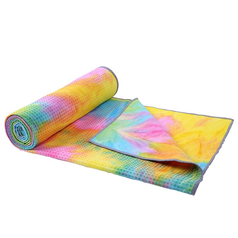 Gimnasio nadar antideslizante Toalla de La Yoga de viajes Deporte Fitness Ejercicio de Yoga Pilates Mat Tie-dye impreso Yoga Mat 183x63cm: Azul