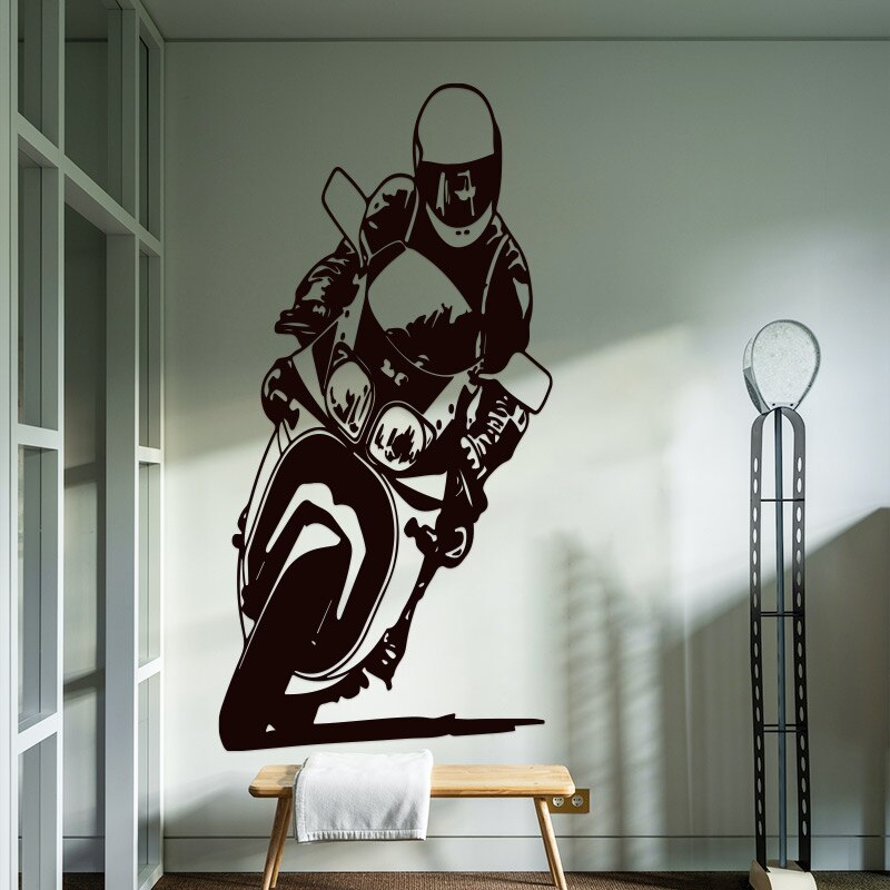Rossi Motocross Racer naklejka samochodowa DIY winylowa naklejka na ścianę naklejka czarna sztuka salon naklejki do domu Windows dekoracyjny obraz