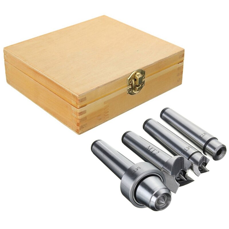 4 Stks/set Mt2 Live Center Drive Spur Driver Dode Center Met Houten Case Voor Metaalbewerking Hout Draaibank Draaigereedschappen