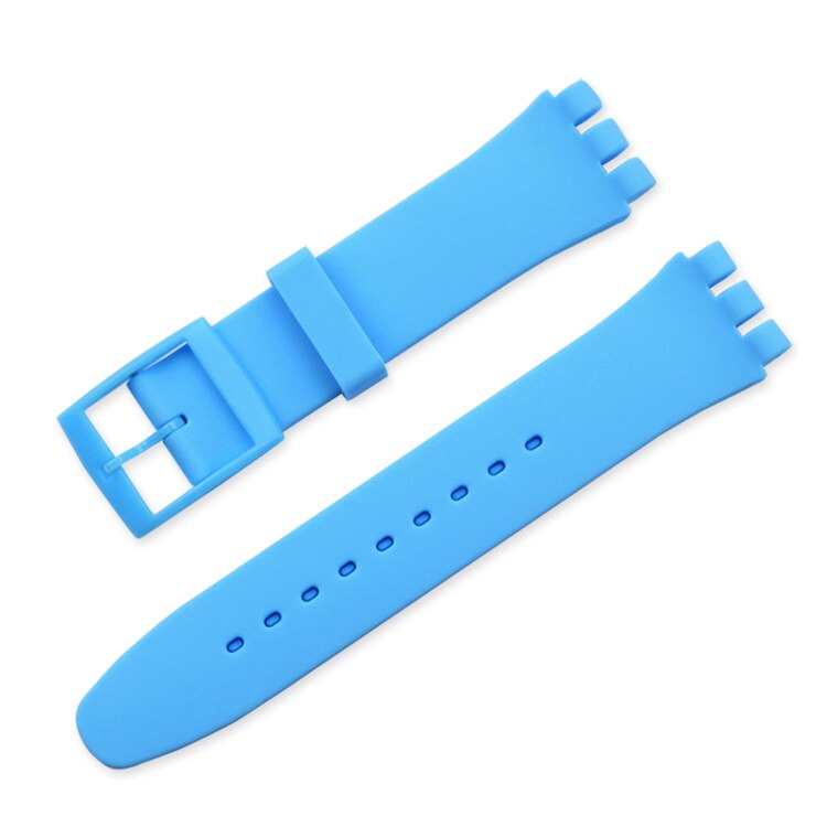 Silikon Strap 16mm 17mm 19mm 20mm für Swatch Uhr Band Weiche Gummi Ersatz Armband Handgelenk Armband zubehör für SWATCH: Blue pink / 19mm
