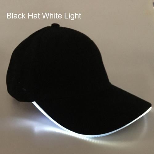 Sombrero Color sólido LED luminoso sombrero de béisbol de Navidad gorra de pico al aire libre ropa accesorio para el sombrero de amigo: Black White Light