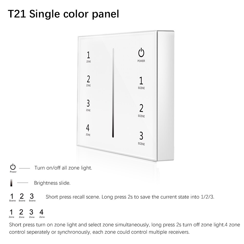 2,4g T21/T22/T24/T25 4 Zone Clever berühren Tafel fernbedienung LED Dimmer dimmen/RGB /RGBW/RGB + CCT Helligkeit LED Regler für LED streifen