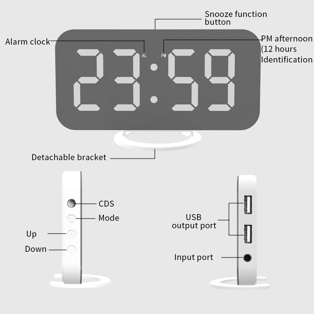 LED Voice Control Large Alarm Clock large number Display nixie Electronic Snooze Backlinght Desktop Digital Table Clocks Watch