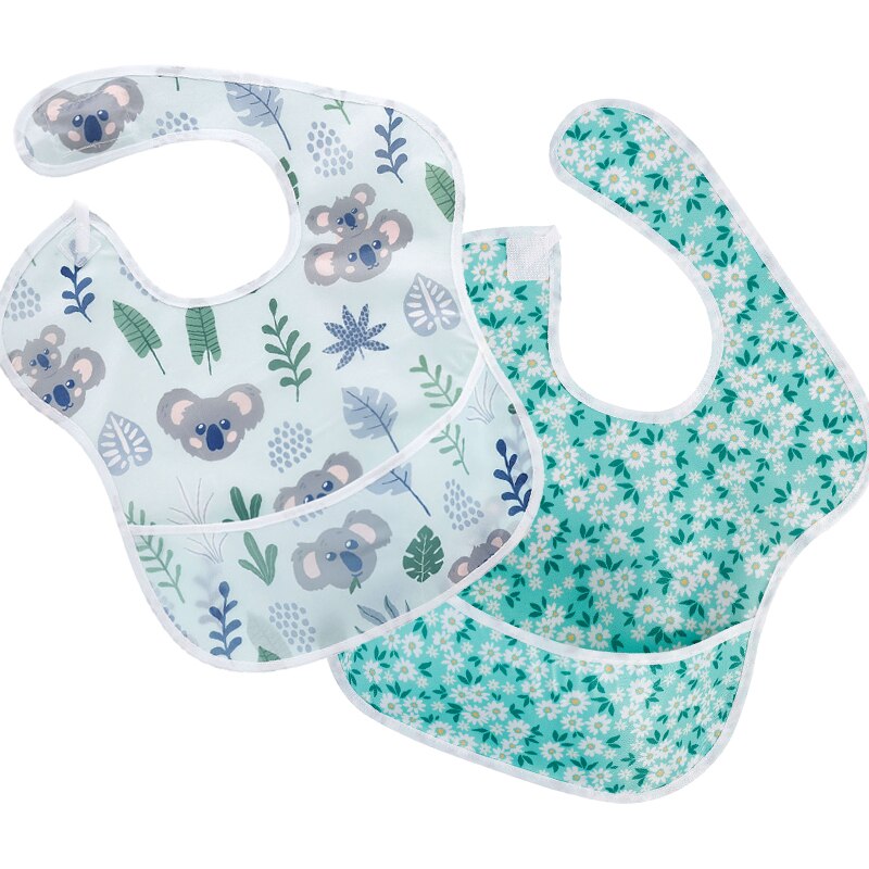 Leuke Baby Waterdichte Slabbetjes 4 Pack Anti Slijtage 100% Polyster Voeden Bib Met Pocket Wasbare Baby Slabbetjes Voor Meisje Jongens baby &#39;S: WD40013