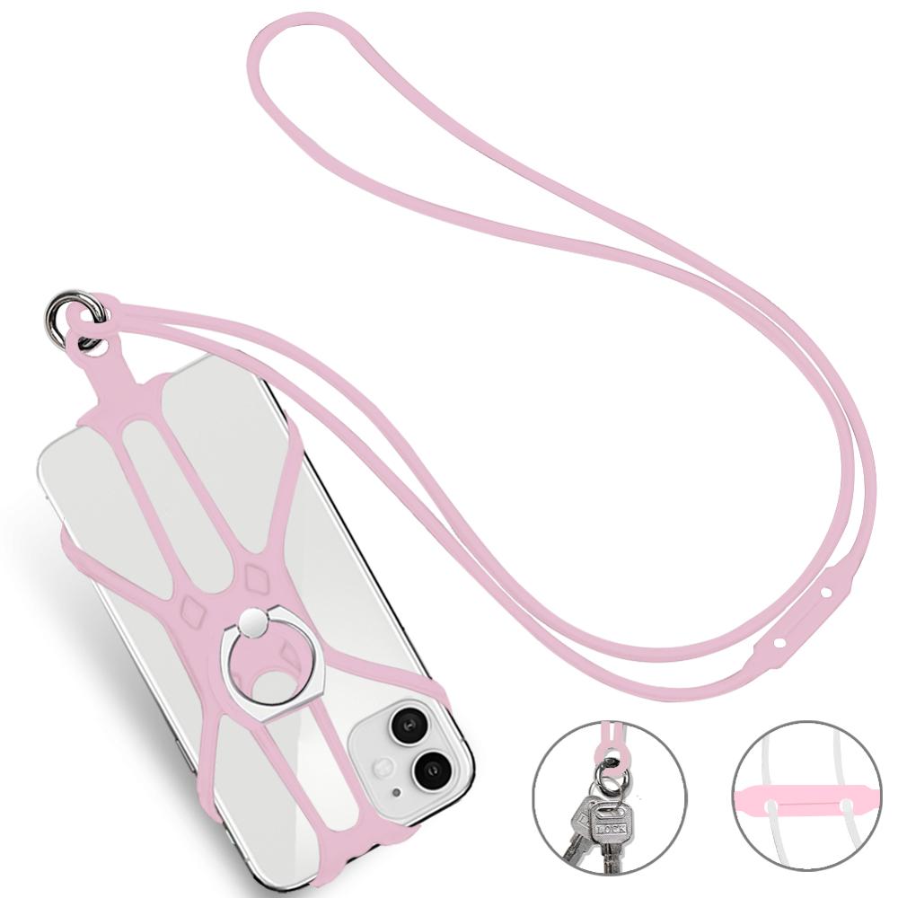 For iphone 7 XS 8 11 Case Silicone Strap Mobile Keys Neck Strap For Phone Keys lanyard Keychain Keycord Mobile Phone Cell Strap: pink