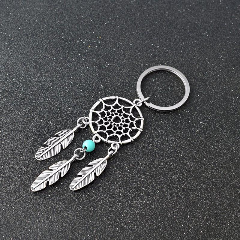 Dream Catcher Tone Key Chain Silver Ring Feather Tassels Keyring Keychain For Women Ladies Girl #YW