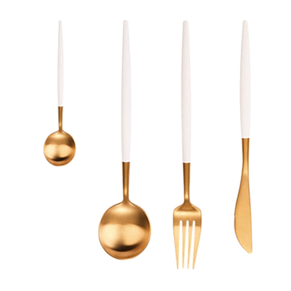 Stainless Steel Flatware Set Stainless Steel Cutter Fork Western Food Flatware (Black): White