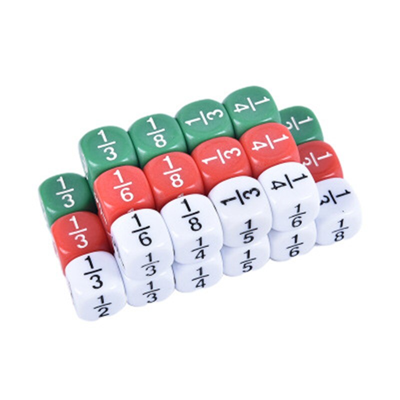 Accessorio divertente del gioco di istruzione dei dadi di numero frazionario bianco/verde/rosso di 10 pz/set 16*16mm