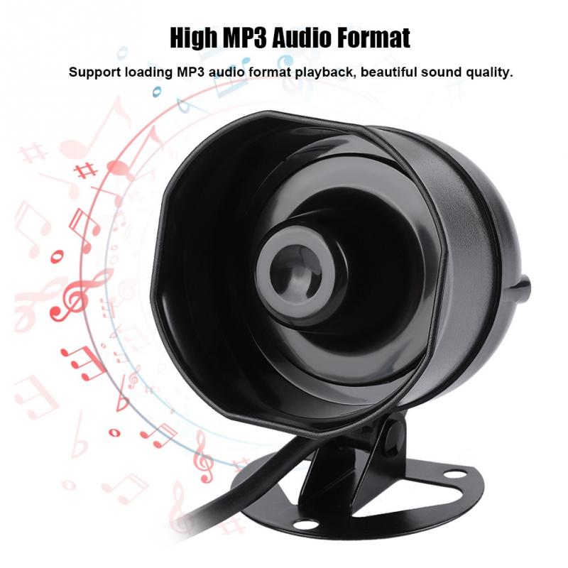 Suono elettrico tromba altoparlante camion magazzino allarme sirena supporto riproduzione MP3 scheda SD protezione livello IP65 allarme Sirene