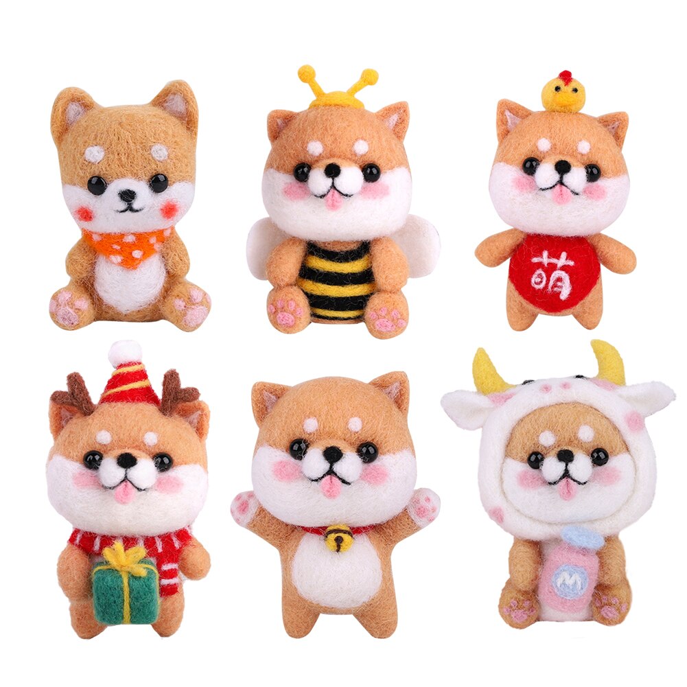 Dog Doll Wool Felt Craft Toy DIY Poked Kit for Needle Material Non Finished