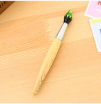 Bolígrafo kawaii con forma de pincel para niños, suministros de madera para oficina y escuela, papelería creativa, bonito, 1 ud.: Verde