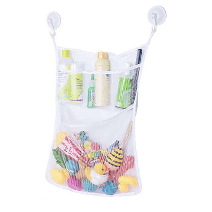 Animal Cute Bath Toys Kids Baby Tidy Storage Suction Bathroom Bathtub Doll Hanging Bag Basket Mesh Storage Bag Water Toys: white 2