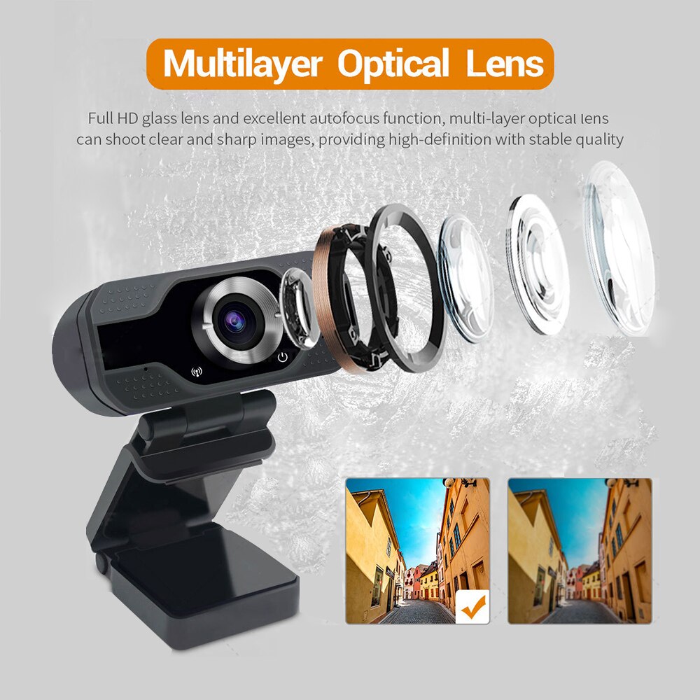 1080P Web Camera USB HD Webcam Built-in Microphone Smart Computer Webcam for Conference Video Online Class Live Teaching