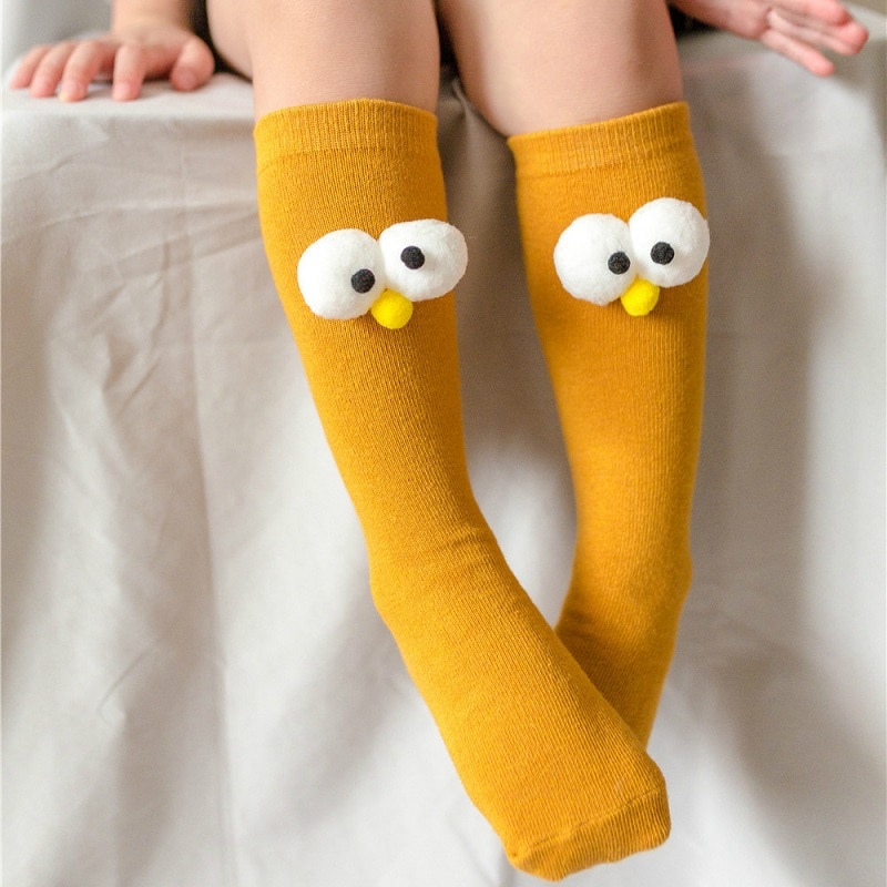 Meias de bebê longas de algodão para desenho de olho grande para infantil meninas socks for girl