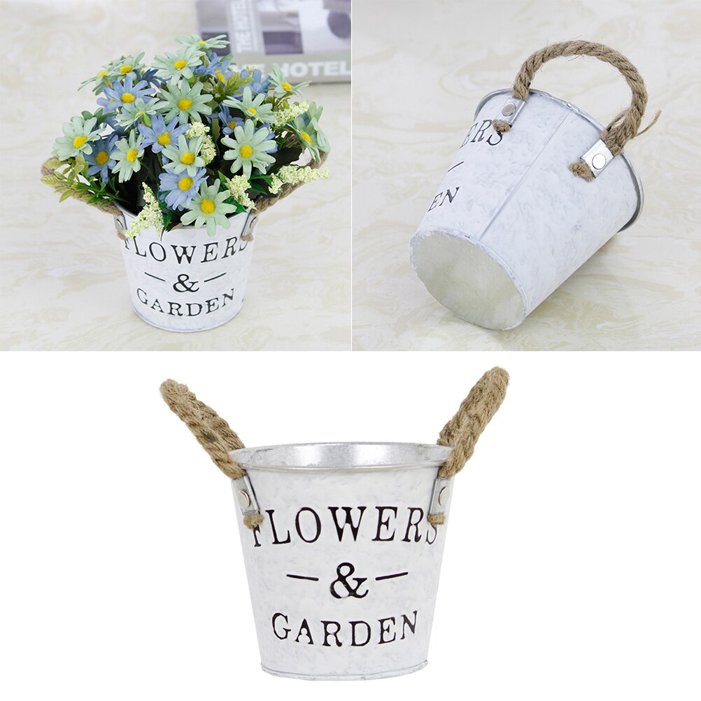 1Pc Emmer Duurzaam Praktische Decoratieve Ijzeren Bloempot Desktop Ornament Gieter Bloem Emmer Voor Tuin Koffie Thuis