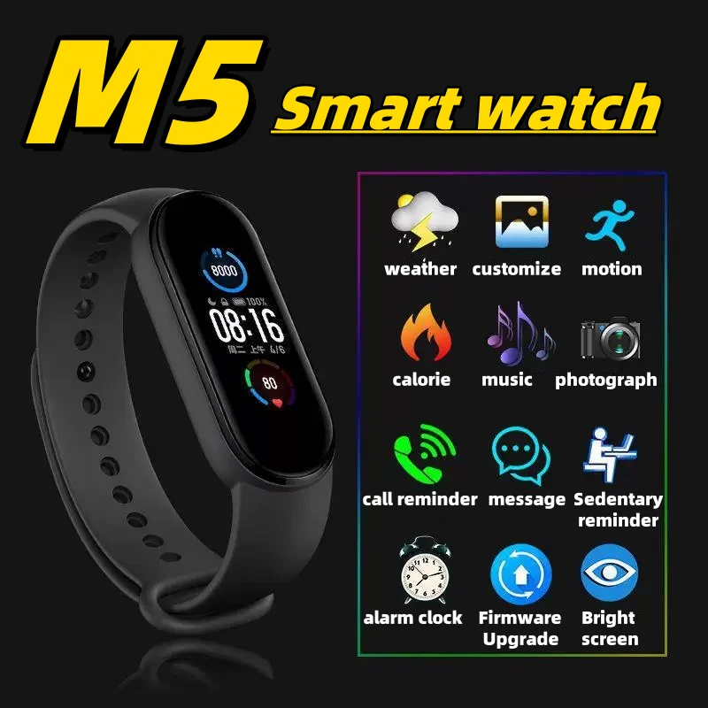 M5 Smartwatch digital Männer und Frauen Bluetooth Fitness Tracker Uhr Übung Herzfrequenz Blutdruck Android iOS