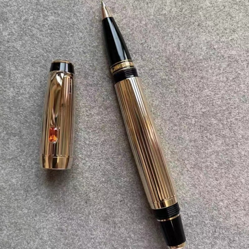 Edição limitada Bohemis Caneta esferográfica de resina preta Mini curta portátil para viagem, escritório, escola, escrita com número de série de gema