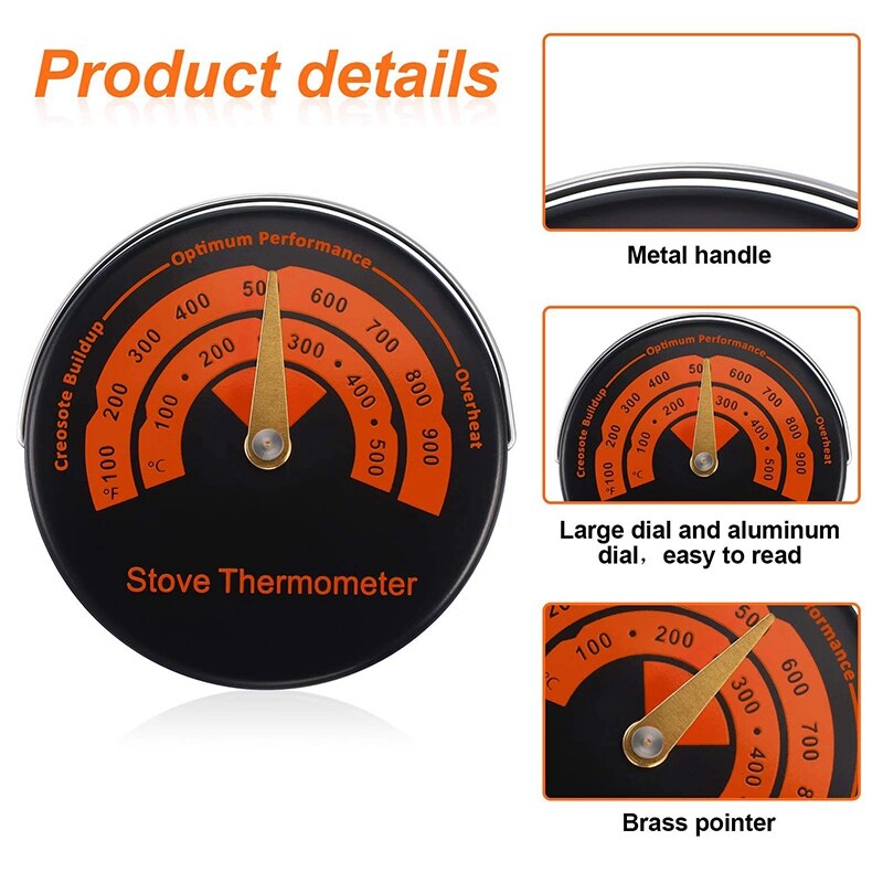 Grote magnetische kachelthermometer met 3,35 inch