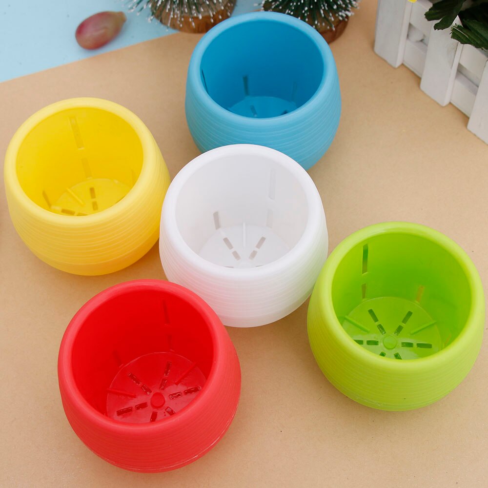 Mini Colorful Round Plastic Flower Pots Planter Home Office Desktop Garden Decoration Desktop Flower Pots